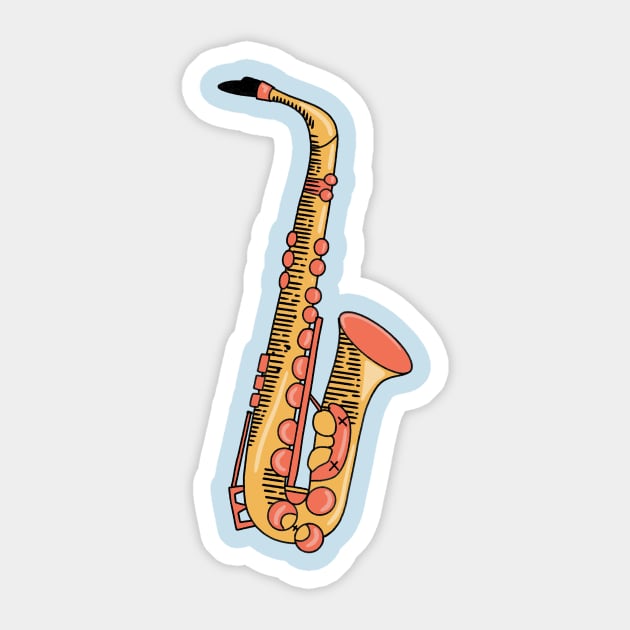 Saxophone Hand Drawn Line Art Musical Instrument Sticker by ksrogersdesigns